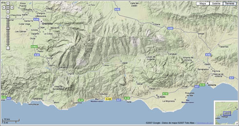 Granada y alrededores en Google Maps