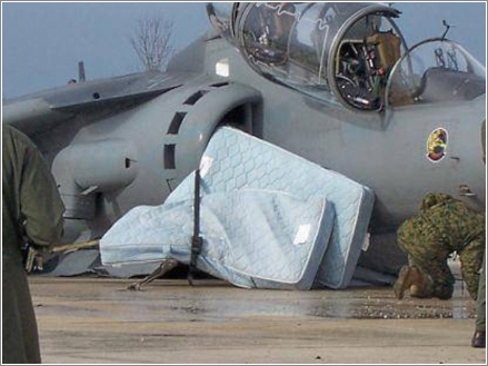 Harrier atterizando sin ruedas