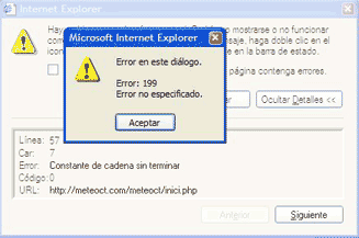 Error autorreferente de Internet Explorer