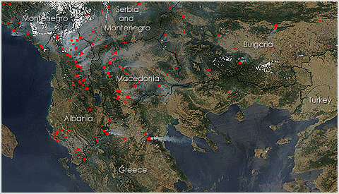 Incendios Peninsula Balcanica