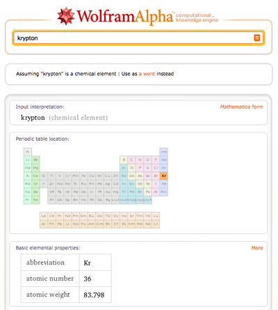 Krypton-Wolfram-Alpha