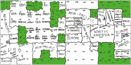 Mapa de Internet, Espacio IPv4