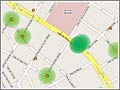 El mapa FON del barrio, el verde oscuro es la fonera de la oficina encendida