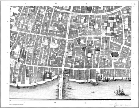 Ogilby and Morgan's large scale map of the city as rebuilt by 1676 - detail