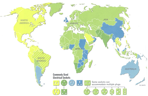 Mapamundi tipos de enchufe