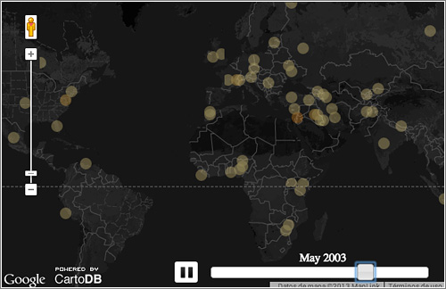 Mapa de protestas en todo el mundo (1979 - 2013)