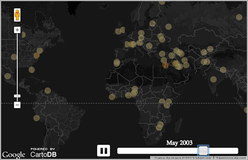 Mapa de protestas en todo el mundo (1979 - 2013)
