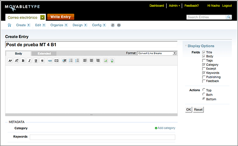 Movable Type 4 Beta 1