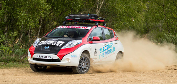 Nissan leaf at ev rally mongolia