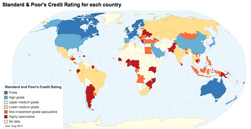 La calificación de la deuda de los países del mundo