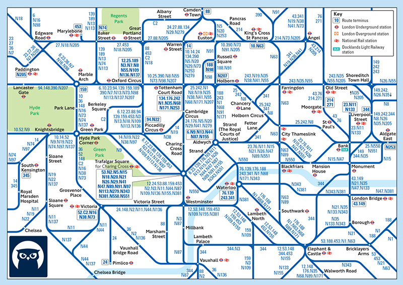 El horror del plano de los buses nocturnos de Londres