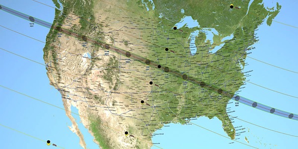 Trayectoria del eclipse sobre los EE UU