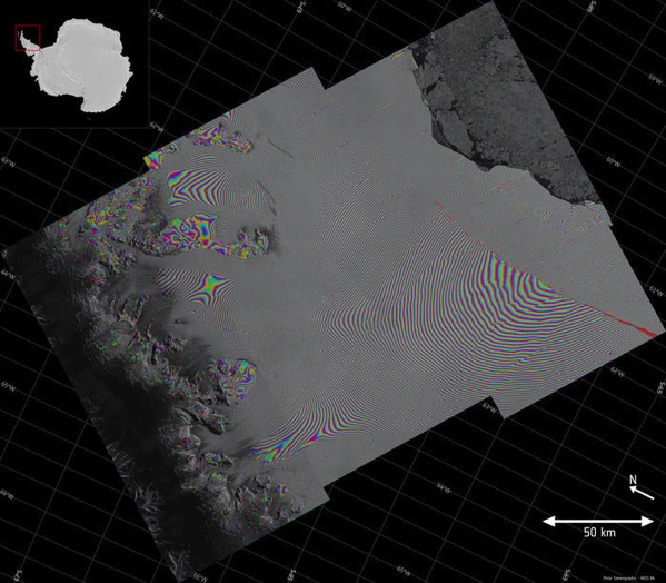 Interferograma de la barrera de Larsen C - Abril 2017