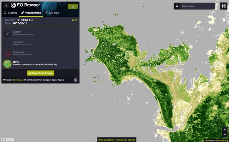 Imagen NDVI de la isla de Noirmoultier