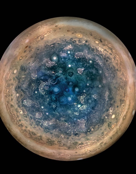 El polo sur de Júpiter visto por Juno