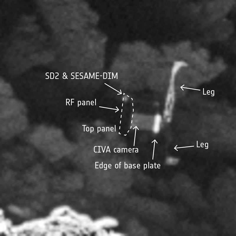 Philae de cerca en 67P