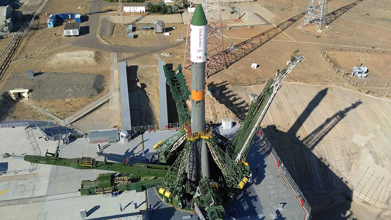 La Progress MS–03 en su cohete lanzador