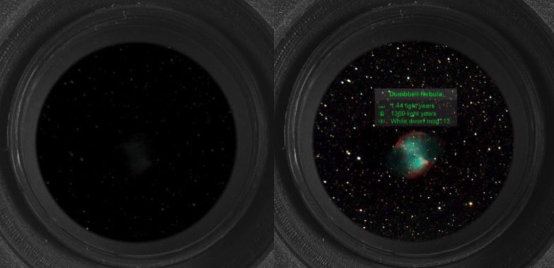 Visión normal y visión con el eVscope